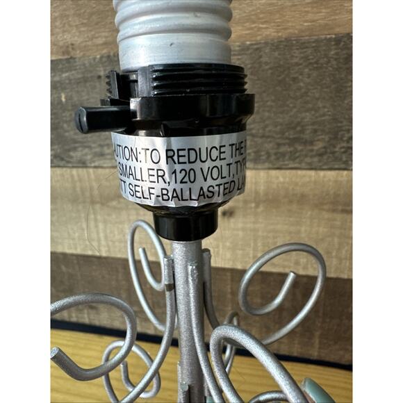 Silver Scroll Lamp With Blue Dangling Prisms - Picture 5 of 6